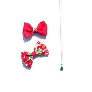 EJDxMilledeux // Red Liberty Bow Set + Necklace